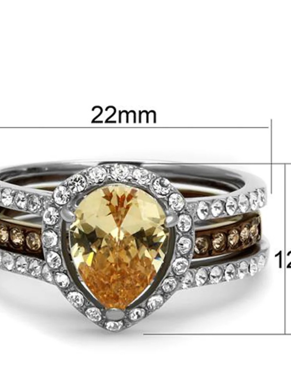 Two Toned Stainless Steel 2.08 Ct Pear Cut Champagne Zirconia
ARTK2961-10 - Picture 3 of 4